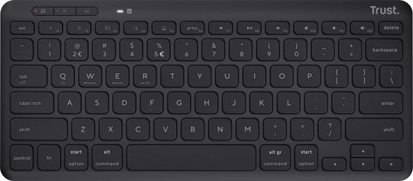 Trust Lyra - Draadloos Toetsenbord - Multi connect - Oplaadbaar - Qwerty US - Zwart