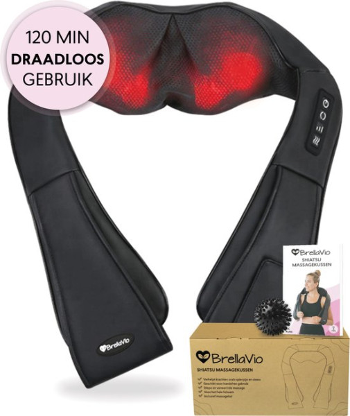 Draadloos Massagekussen + Massagebal - Warmte Functie en Rugsluiting voor Handsfree Gebruik - Shiats