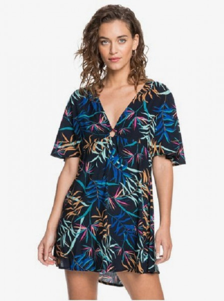 Roxy - XS - Summer Cherry Dress Anthracite Wild Leaves