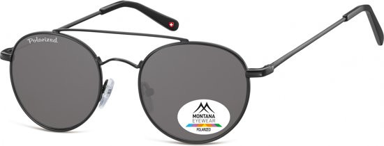 Montana MP91B - Zonnebril - Aviator model - Zwart metaal-Polarizerend- Lensbreedte 52 mm