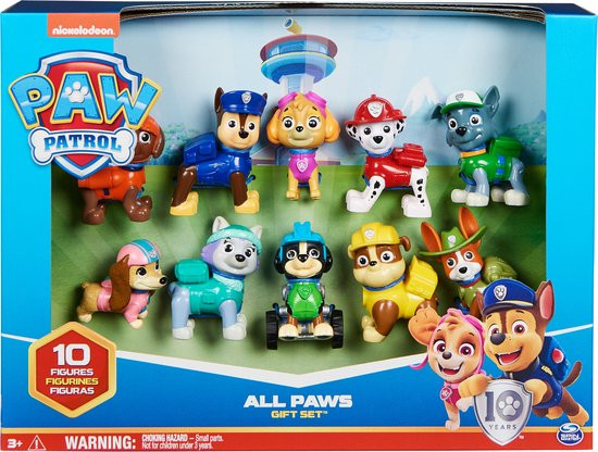 PAW Patrol 10e verjaardag - Alle poten aan dek-cadeauset met 10 PAW Patrol