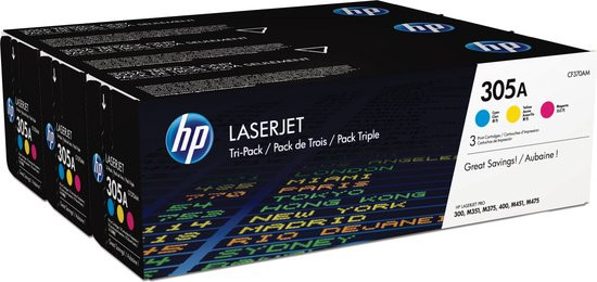 HP 305A Originele LaserJet Tonercartridge - 3-pack - Cyaan/Magenta/Geel