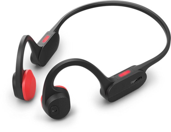 Philips TAA5608 GO Series - Draadloze Open-ear Sportkoptelefoon - Bone Conduction - IP66 - Zwart/Roo