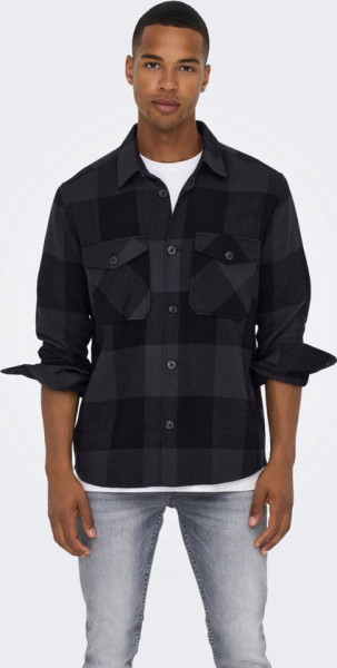 ONLY & SONS - Maat M - ONSMILO LS CHECK OVERSHIRT NOOS Heren Overhemd