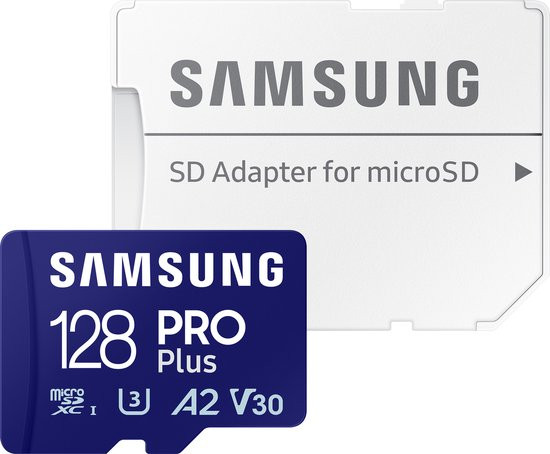 Samsung PRO Plus - Micro SD Kaart - Inclusief SD Adapter - 180 & 130 MB/s - 128 GB