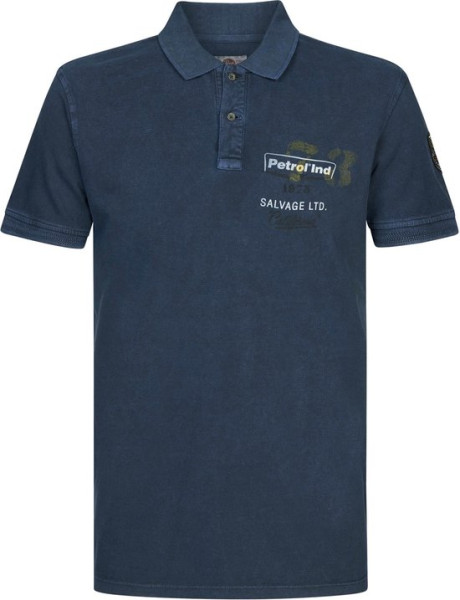 Petrol Industries - Maat L - Heren Sportieve artwork polo - Blauw