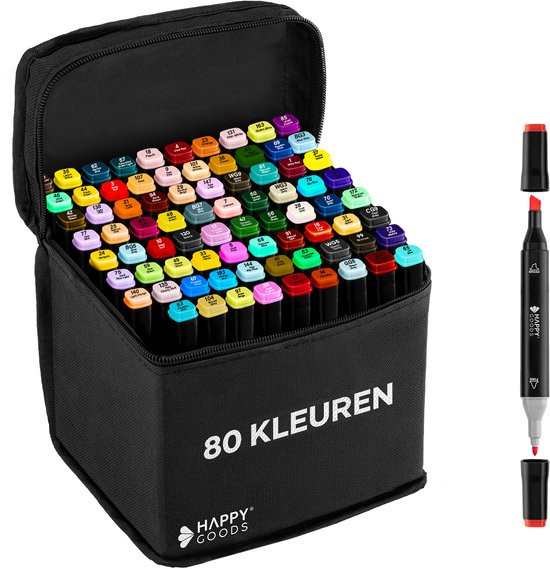 Twinmarkers - 80 Alcohol Markers - Markeerstiften - incl. Opbergtas - Stiften voor Volwa