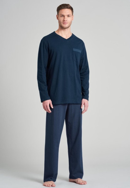 Schiesser Maat M Mannen Pyjamaset - Royalblauw