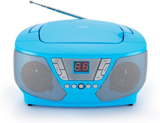 Bigben Draagbare Radio & CD-Speler met 400 Stickers - Blauw