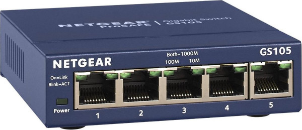 Netgear ProSAFE GS105 - Netwerkswitch - Unmanaged - Desktop - 5 Gigabit Ethernet poorten