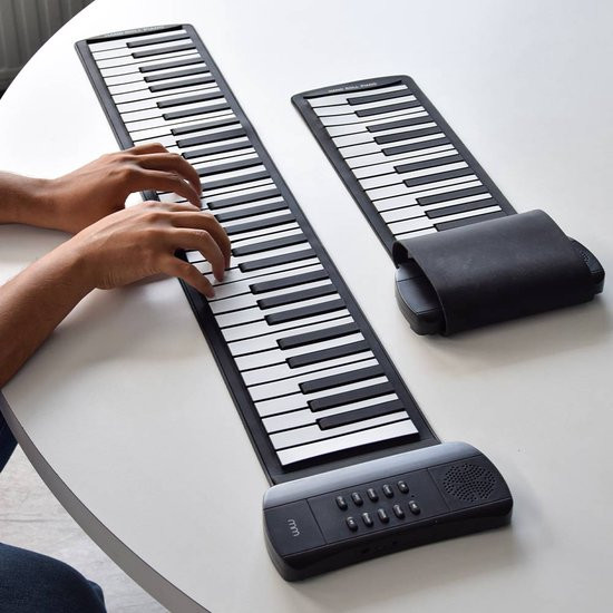 MikaMax Oprolbaar Keyboard – Digitale Piano – 61 Toetsen – 16 Instrumenttonen – Opname Functie – Ing