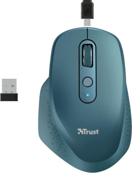 Trust Ozaa - Draadloze muis met USB-dongle - Oplaadbaar - Blauw/ groen