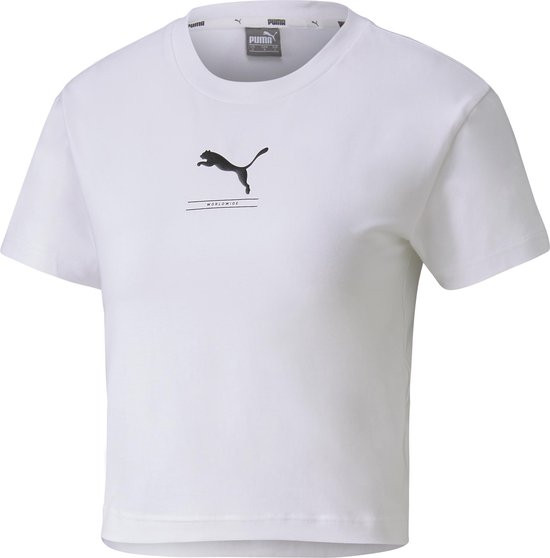 PUMA Nu Tility Fitted Tee - Maat XL - Dames Sportshirt - Puma White