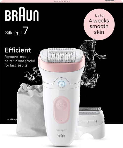 Braun Silk·épil 7 - Epilator voor Eenvoudige Ontharing - Langdurig Gladde Huid - 7-030 - Wit/Flaming