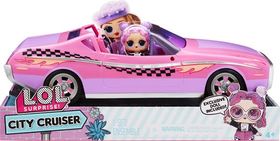 L.O.L. Surprise City Cruiser Auto - Roze/paarse cabrio - Met exclusieve minipop - Met modepop