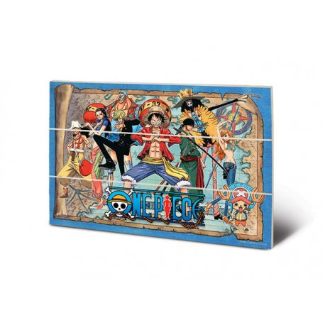 One Piece Straw Hat Pirets Map - Wooden Art 20x29.5cm