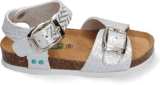 Bunnies JR - maat 22 - Babette Beach Meisjes Sandalen - Zilver - Leer - Gesp