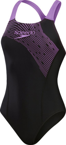 Speedo Maat 36 Medley Logo 1 Piece Zwart/Paars Sportbadpak