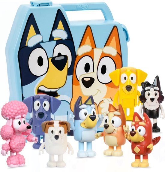 BLUEY Verzamelkoffer met 8 speelfiguren Deluxe set