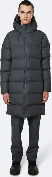 Rains Maat M/L - Long Puffer Jacket - Slate - Unisex