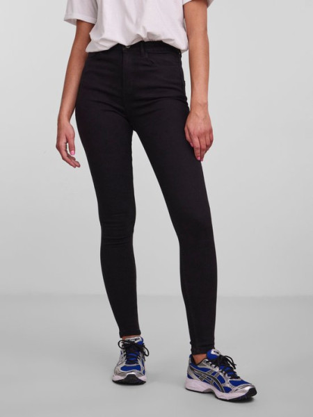 Pieces - Maat L - Jeans Pchighfive Flex Black Black Dames