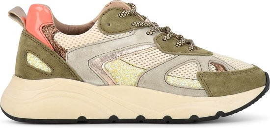 Ps Poelman CIBEL -maat 36- Dames Sneakers - Groen/Beige Multi