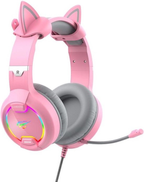 Havit GameNote Pink Taboo Gaming headset roze RGB cat ears - volumeregeling en mute knop - afneembar