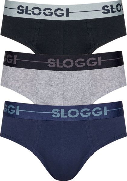 Sloggi Men - maat L - Go 3Pack Mini Zwart/Grijs/Blauw-L (6) - L (6)